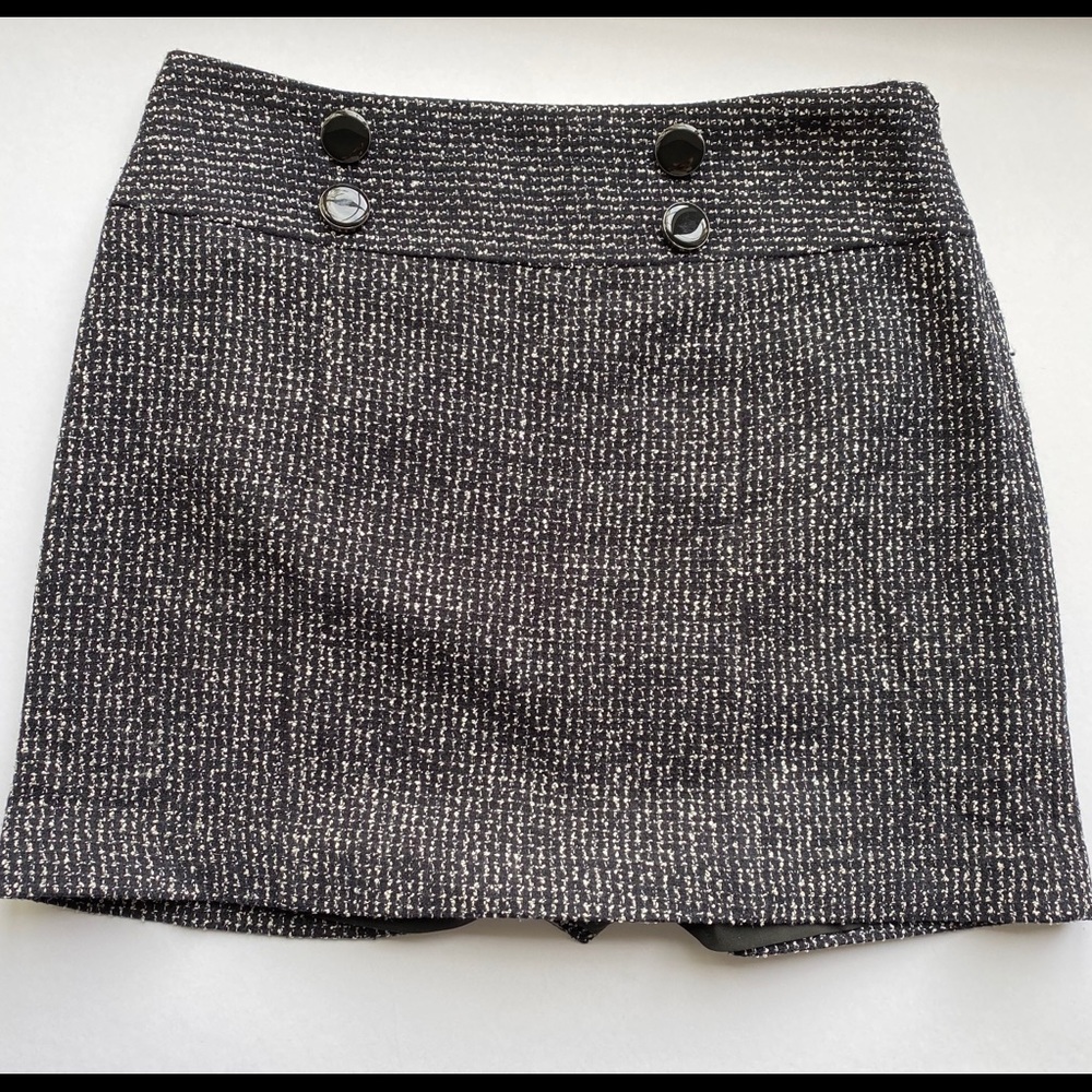 Express Mini Tweed Skirt size 0 Black side zip